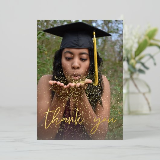 Foto Afstuderen Pet Verticale W Folie Hartelijk da Folie Uitnodiging (Staand Voorkant)