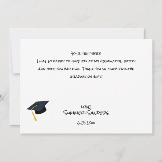 Foto Afstuderen Pet Wit Hartelijk dank Kaart (Achterkant)