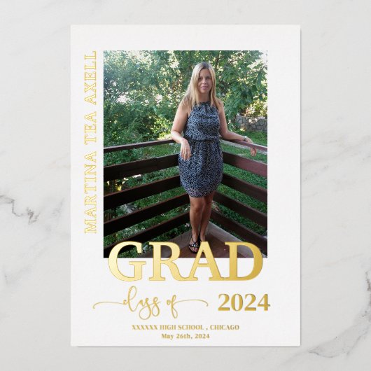 Foto Afstuderen Real Gold Foil Aankondiging (Voorkant)