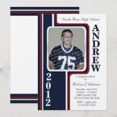 Foto Afstuderen / Red en Navy Stripe Kaart (Voorkant / Achterkant)