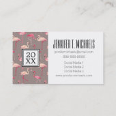 Foto Afstuderen | Retroflamingos op mintstrips Contactkaartje (Achterkant)