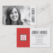 Foto Afstuderen | Rode pokadots Contactkaartje (Voorkant / Achterkant)