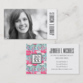 Foto Afstuderen | Roze en witte gewas van lamingos Contactkaartje (Voorkant / Achterkant)