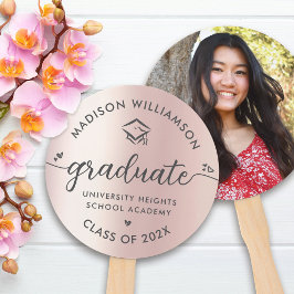 Foto Afstuderen roze roze roodroepletscript harten Handwaaier