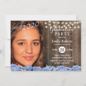 Foto Afstuderen Rustic Wood Hydrangea Floral Kaart (Voorkant)