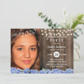 Foto Afstuderen Rustic Wood Hydrangea Floral Kaart (Staand voorkant)