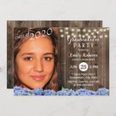 Foto Afstuderen Rustic Wood Hydrangea Floral Kaart (Voorkant / Achterkant)