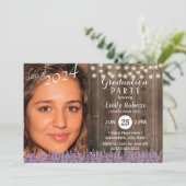 Foto Afstuderen Rustic Wood Lavender Floral Kaart (Staand voorkant)
