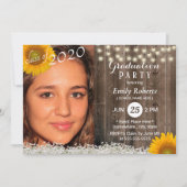 Foto Afstuderen Rustic Wood Sunflower Floral Kaart (Voorkant)