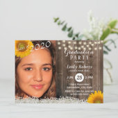 Foto Afstuderen Rustic Wood Sunflower Floral Kaart (Staand voorkant)