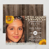 Foto Afstuderen Rustic Wood Sunflower Floral Kaart (Voorkant / Achterkant)
