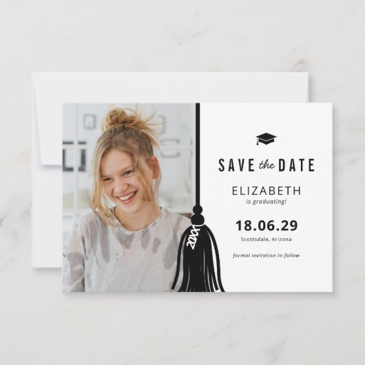 Foto Afstuderen Sla de datumkaarten op Save The Date (Voorkant)