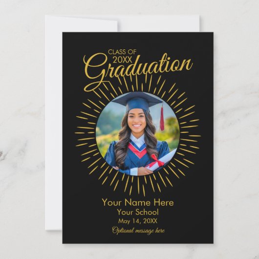 Foto Afstuderen Star Aankondiging (Zwart & Goud) (Voorkant)
