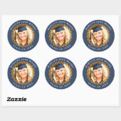 Foto Afstuderen Sticker Laurel Wreath Navy Round (Vel)