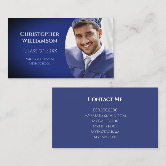 Foto afstuderen Student School Networking Visitekaartje (Voorkant / Achterkant)