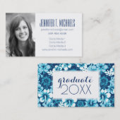 Foto Afstuderen | Surf Floral Hibiscus Pattern Contactkaartje (Voorkant / Achterkant)