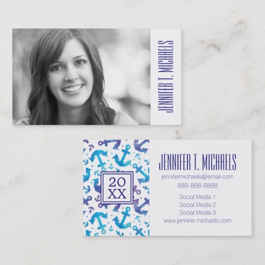 Foto Afstuderen | Tie Dye Anchor Pattern Contactkaartje (Voorkant / Achterkant)