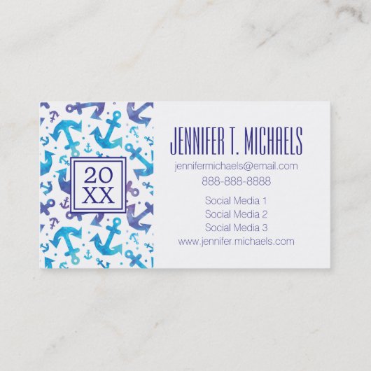 Foto Afstuderen | Tie Dye Anchor Pattern Contactkaartje (Achterkant)