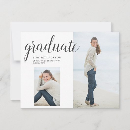 Foto Afstuderen Trendy Hand Lettered Script Aankondiging (Voorkant)