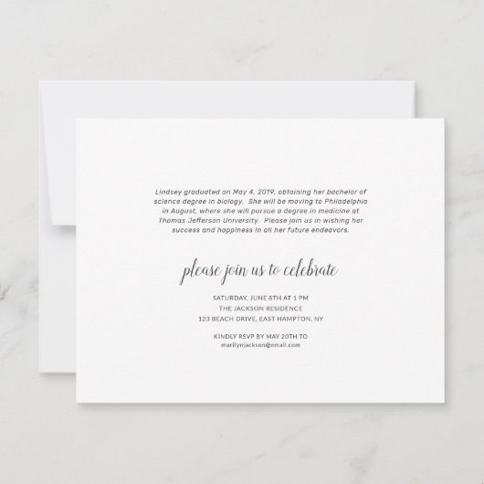 Foto Afstuderen Trendy Hand Lettered Script Aankondiging (Achterkant)