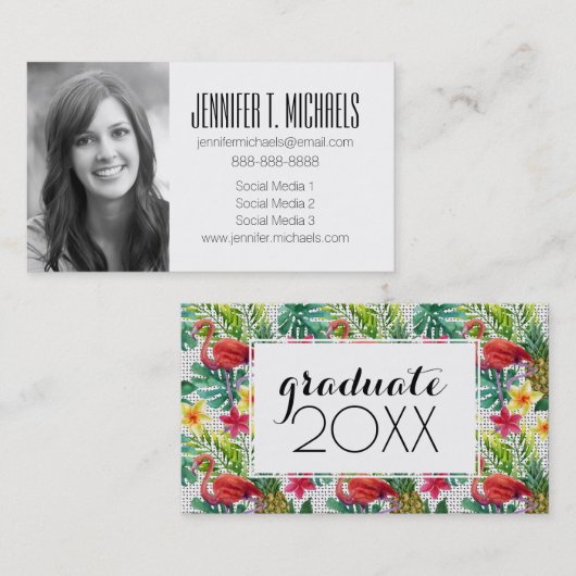 Foto Afstuderen | Tropische Waterverf Contactkaartje (Voorkant / Achterkant)