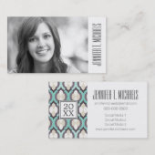 Foto Afstuderen | Turquoise Moroccan Pattern Contactkaartje (Voorkant / Achterkant)