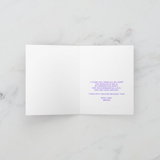 Foto afstuderen typografie afstudeerder middelbare bedankkaart (Binnen)