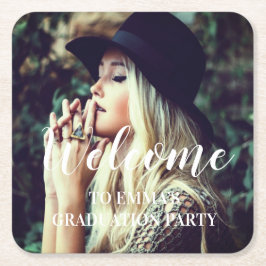 Foto Afstuderen Typografie Party Favor Kartonnen Onderzetters