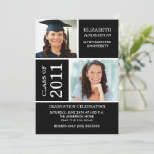 Foto Afstuderen-uitnodiging ~Classy Black & White Kaart (Staand voorkant)