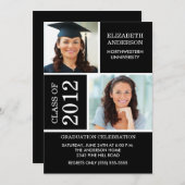 Foto Afstuderen-uitnodiging ~Classy Black & White Kaart (Voorkant / Achterkant)