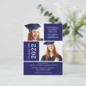 Foto Afstuderen-uitnodiging ~Classy Blue & White Briefkaart (Staand voorkant)