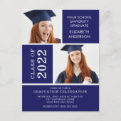 Foto Afstuderen-uitnodiging ~Classy Blue & White Briefkaart (Voorkant)
