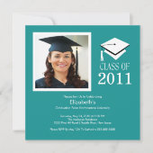 Foto Afstuderen Uitnodiging Classy Turquoise White (Voorkant)