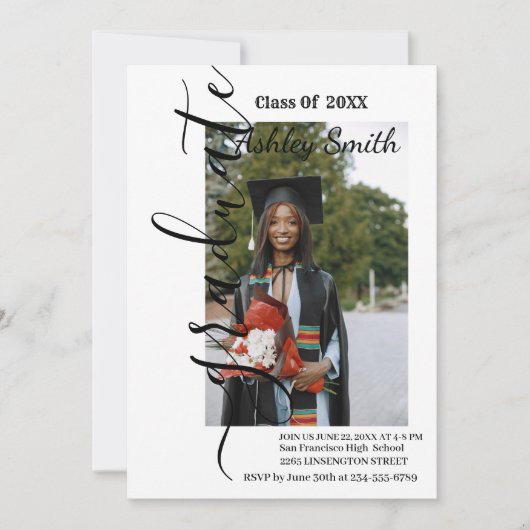 Foto afstuderen-uitnodiging kaart (Voorkant)