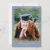 Foto afstuderen-uitnodiging, modern stoffig blauw kaart (Voorkant)