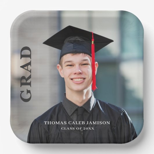 Foto Afstuderen Uitnodiging Papieren Bordje (Voorkant)