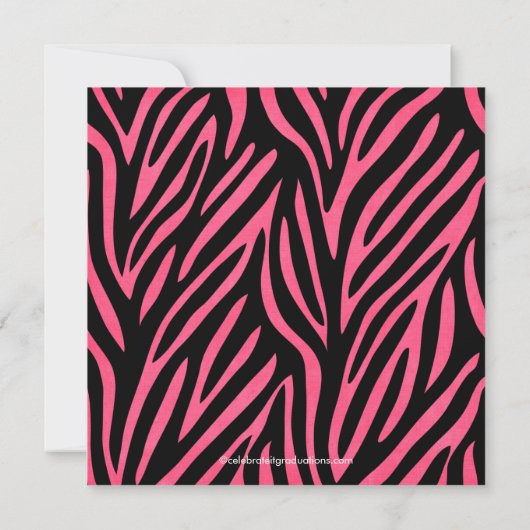 Foto Afstuderen Uitnodiging Roze Zebra Afdrukken (Achterkant)