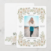 Foto afstuderen van ivoor-floral bekendmaking kaart (Voorkant / Achterkant)