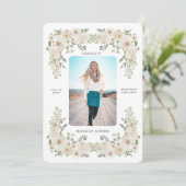 Foto afstuderen van ivoor-floral bekendmaking kaart (Staand voorkant)