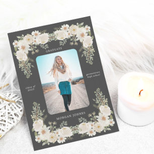 Foto afstuderen van ivoor-floral bekendmaking kaart