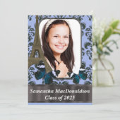 Foto afstuderen van Parijs en vlinders Kaart (Staand voorkant)