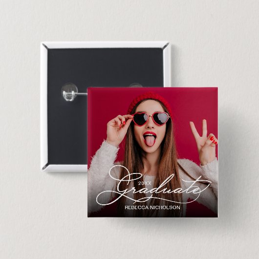 Foto Afstuderen Vierkante Button 5,1 Cm (Voorkant /achterkant)