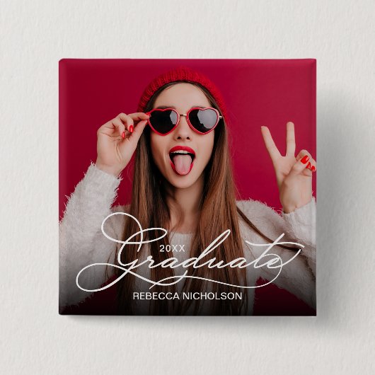 Foto Afstuderen Vierkante Button 5,1 Cm (Voorkant)