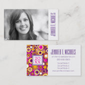 Foto Afstuderen | Violet Polka Dot Pattern Contactkaartje (Voorkant / Achterkant)