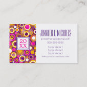 Foto Afstuderen | Violet Polka Dot Pattern Contactkaartje (Achterkant)