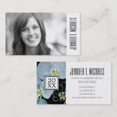 Foto Afstuderen | Waterverf witte orchideeën Contactkaartje (Voorkant / Achterkant)