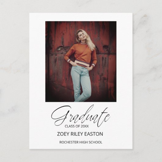 Foto Afstuderen Whimsical Modern Script Calligraph Briefkaart (Voorkant)