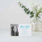 Foto Afstuderen | White & Aqua Zig Zag Contactkaartje (Staand voorkant)