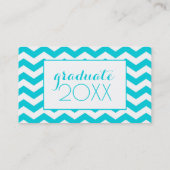 Foto Afstuderen | White & Aqua Zig Zag Contactkaartje (Achterkant)