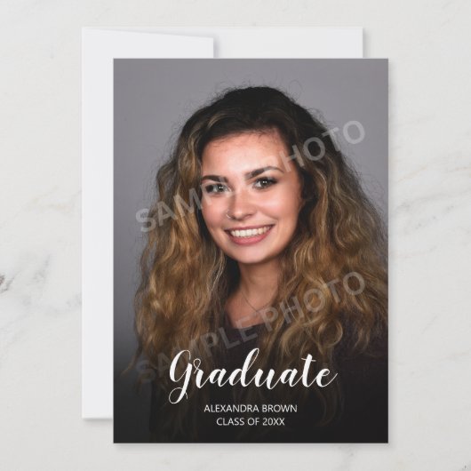 Foto Afstuderen Zwart-wit Party Invitation Kaart (Voorkant)